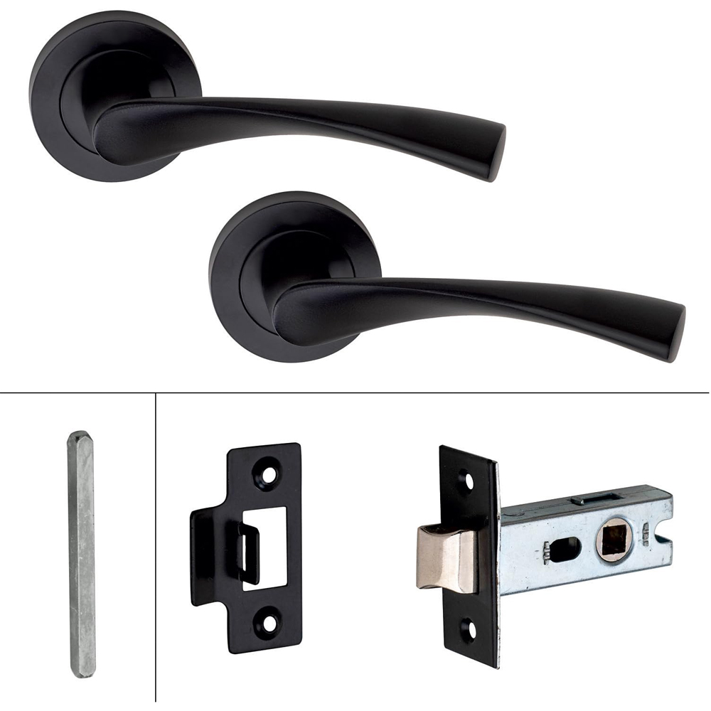 Golden Grace Matt Black Astrid 2.5 inch Latch Door Handle Set 6 Pack Image 3