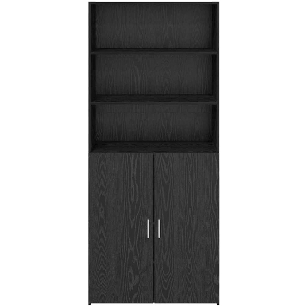 vidaXL 2 Door 2 Shelf Black Oak Sideboard Image 4