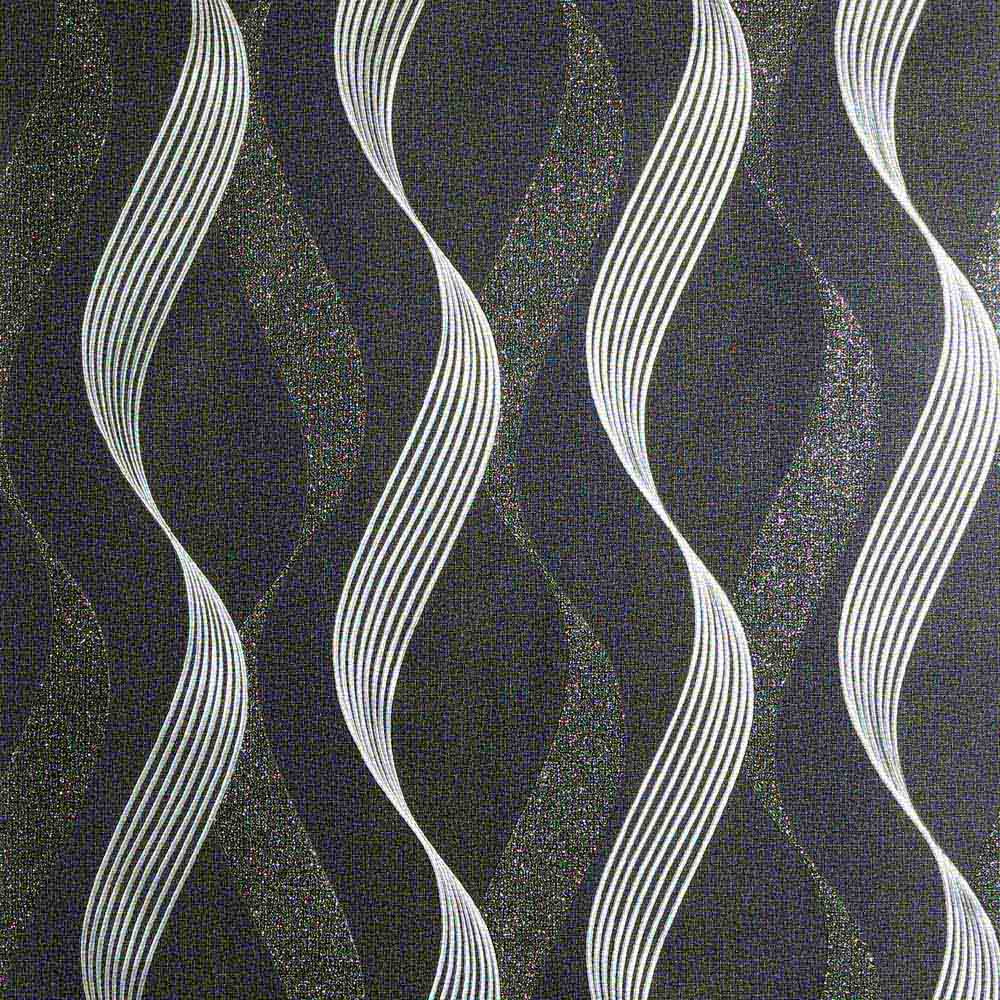 Arthouse Luxe Ribbon Black and Silver Wallpaper Image 1