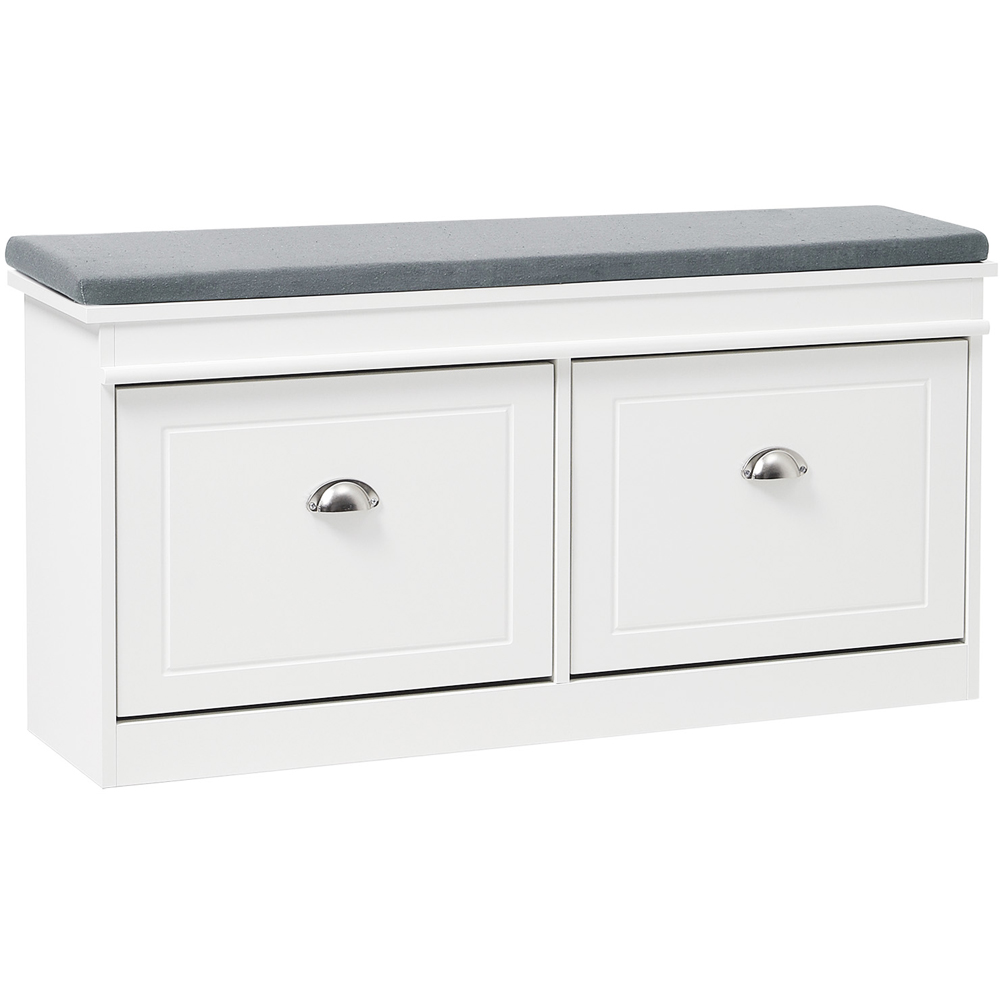 Living and Home 2 Door White Flip Down Shoe Bench Cabinet Image 2
