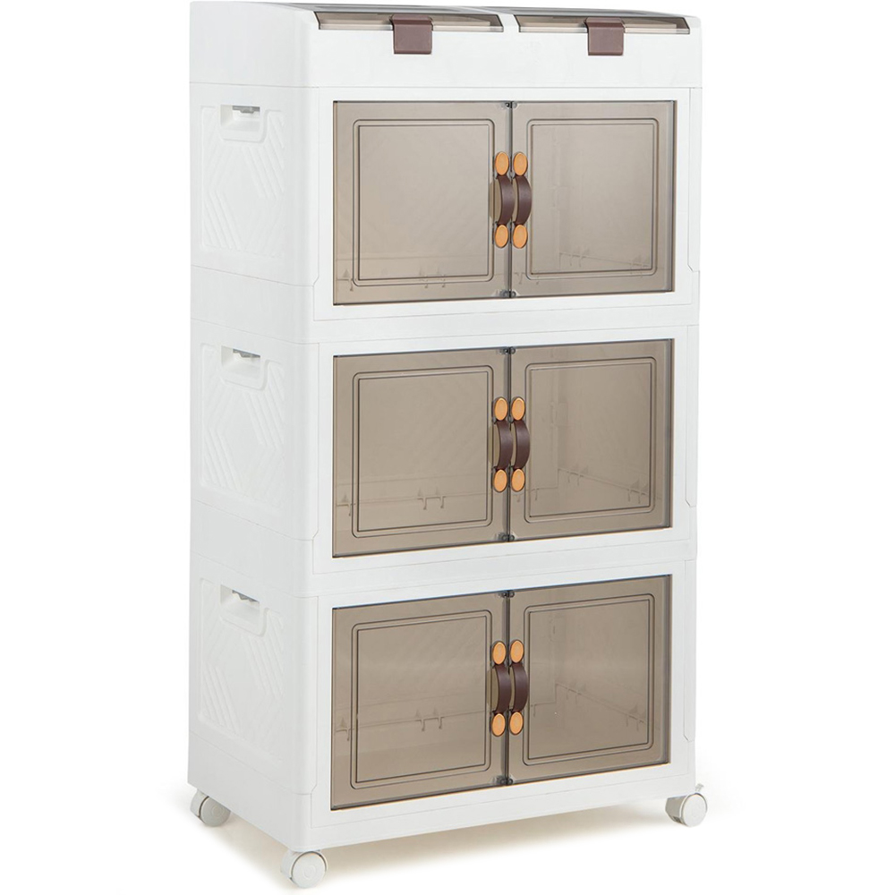 Costway 160L White Collapsible Storage Bins with Wheels Set of 3 Image 1