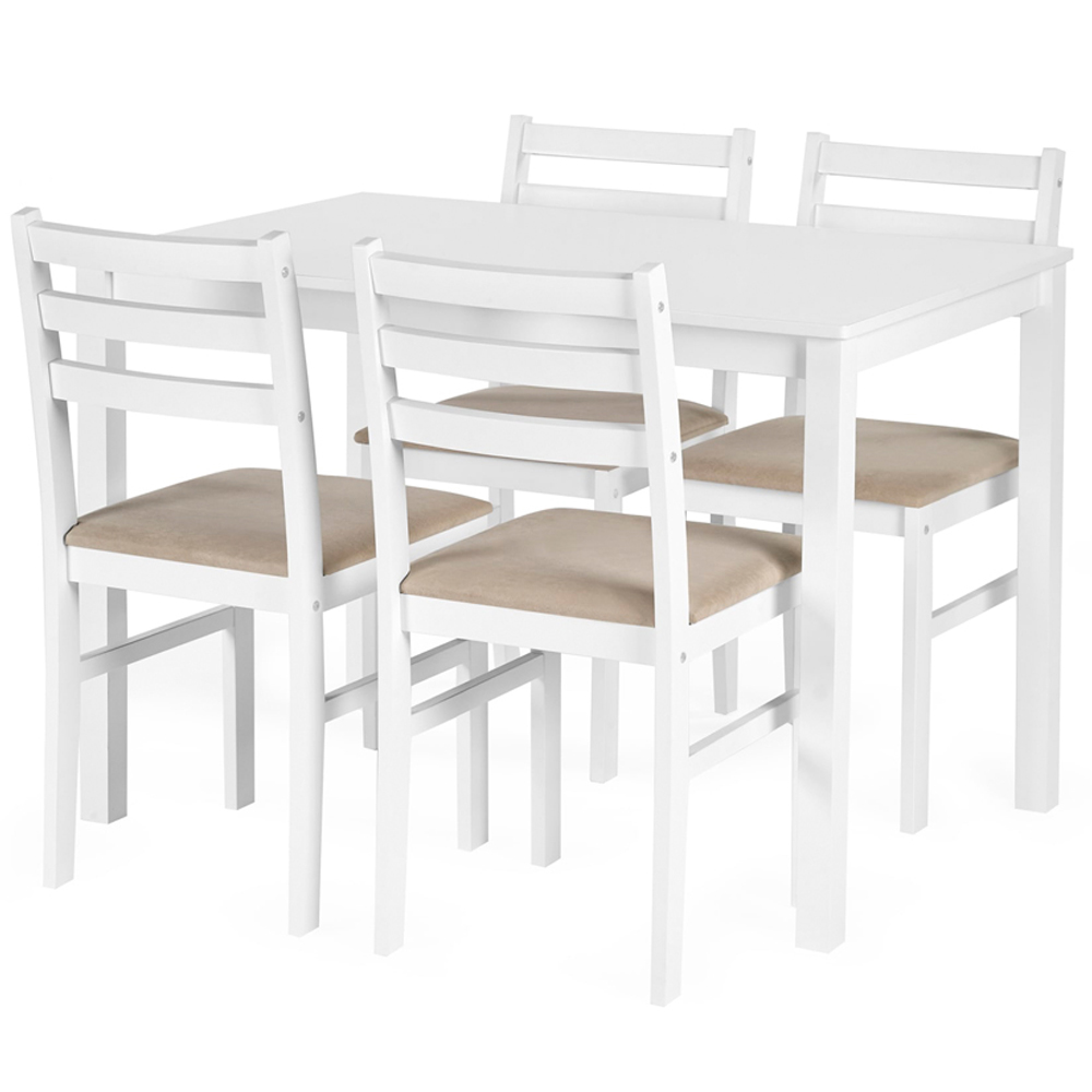 Julian Bowen Keats 4 Seater White and Beige Rectangular Dining Set Image 2