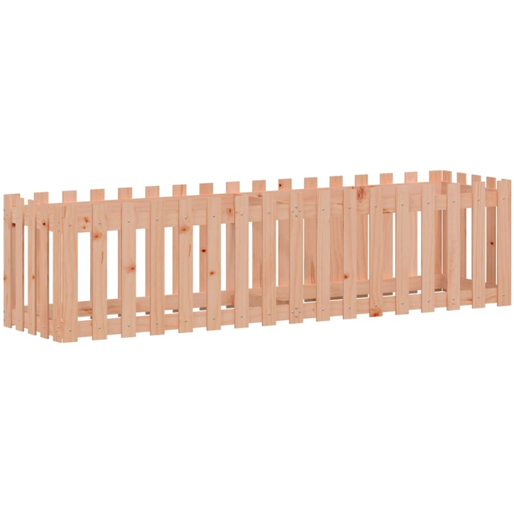 vidaXL Natural Solid Douglas Wood Fence Design Raised Garden Bed 200 x 50 x 50cm Image 3