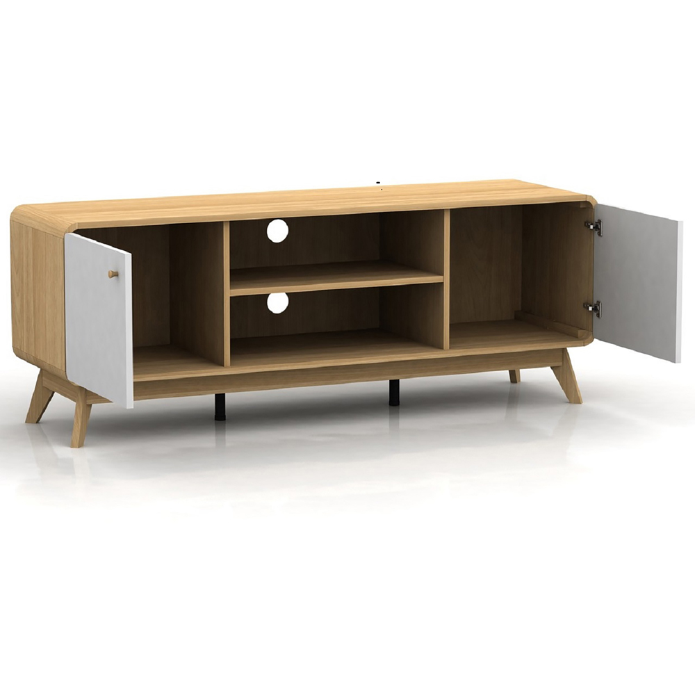 Loft24 Cassie 2 Door 2 Shelf White Oak TV Stand Image 4