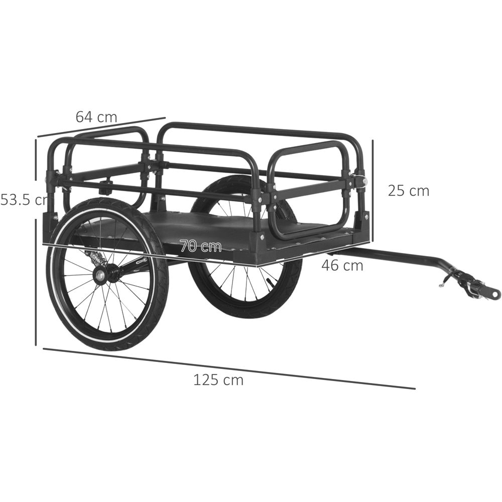 HOMCOM Black Bicycle Cargo Trailer with Suspension and 2 Wheels Image 9