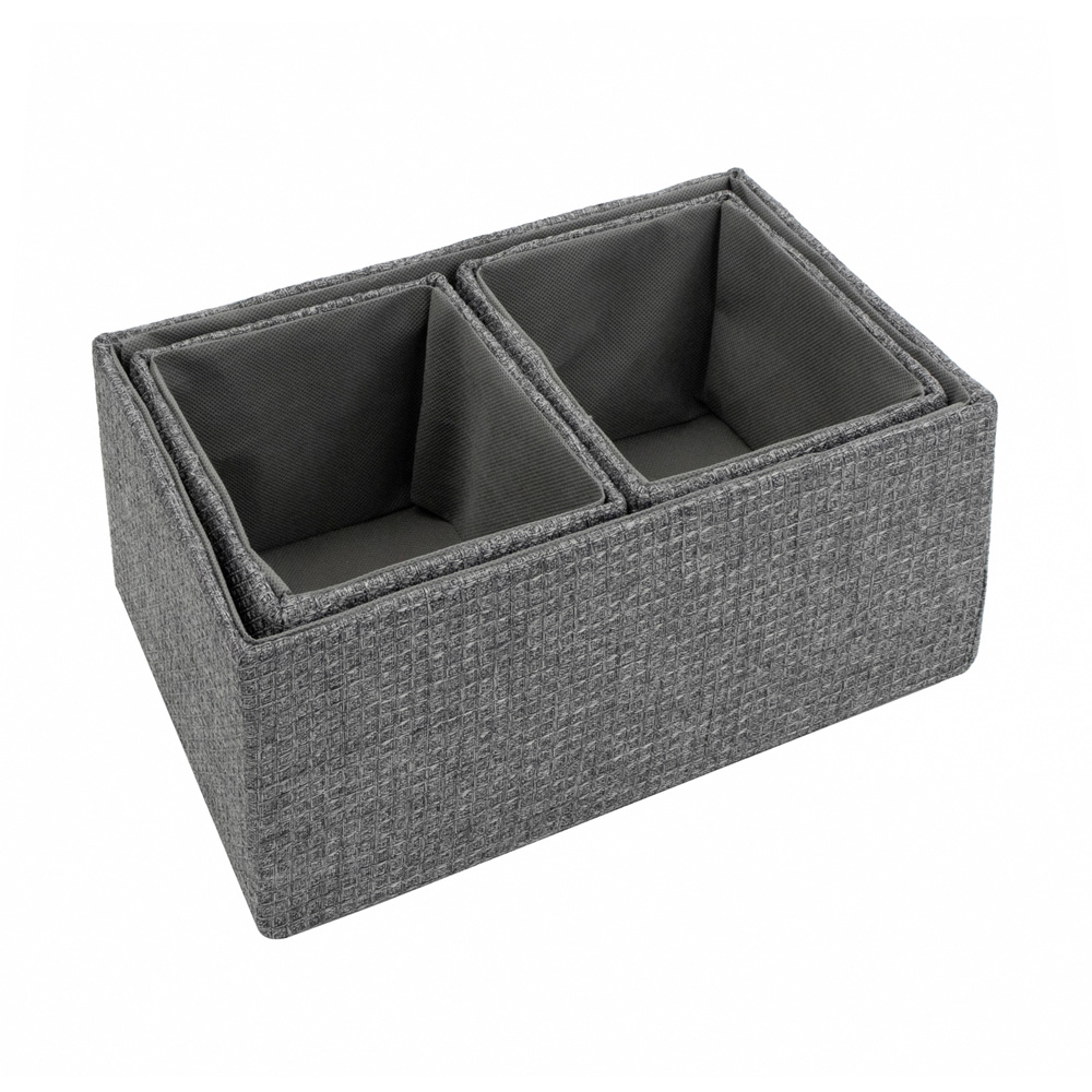 JVL Chroma Grey Rectangular Storage Basket 3 Pack Image 2