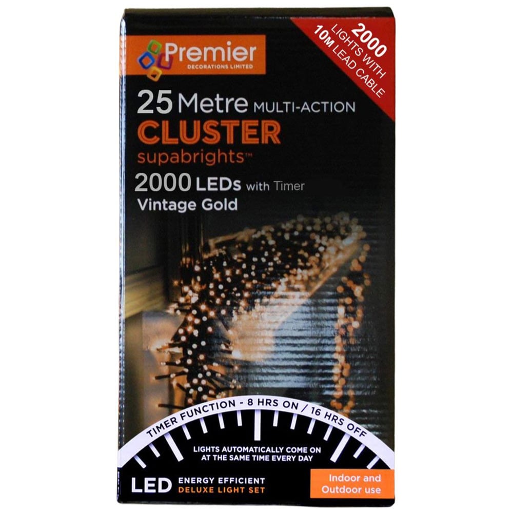 Premier SupaBrights 2000 Vintage Gold LED Multi-Function Green Cluster Light 25m Image 2