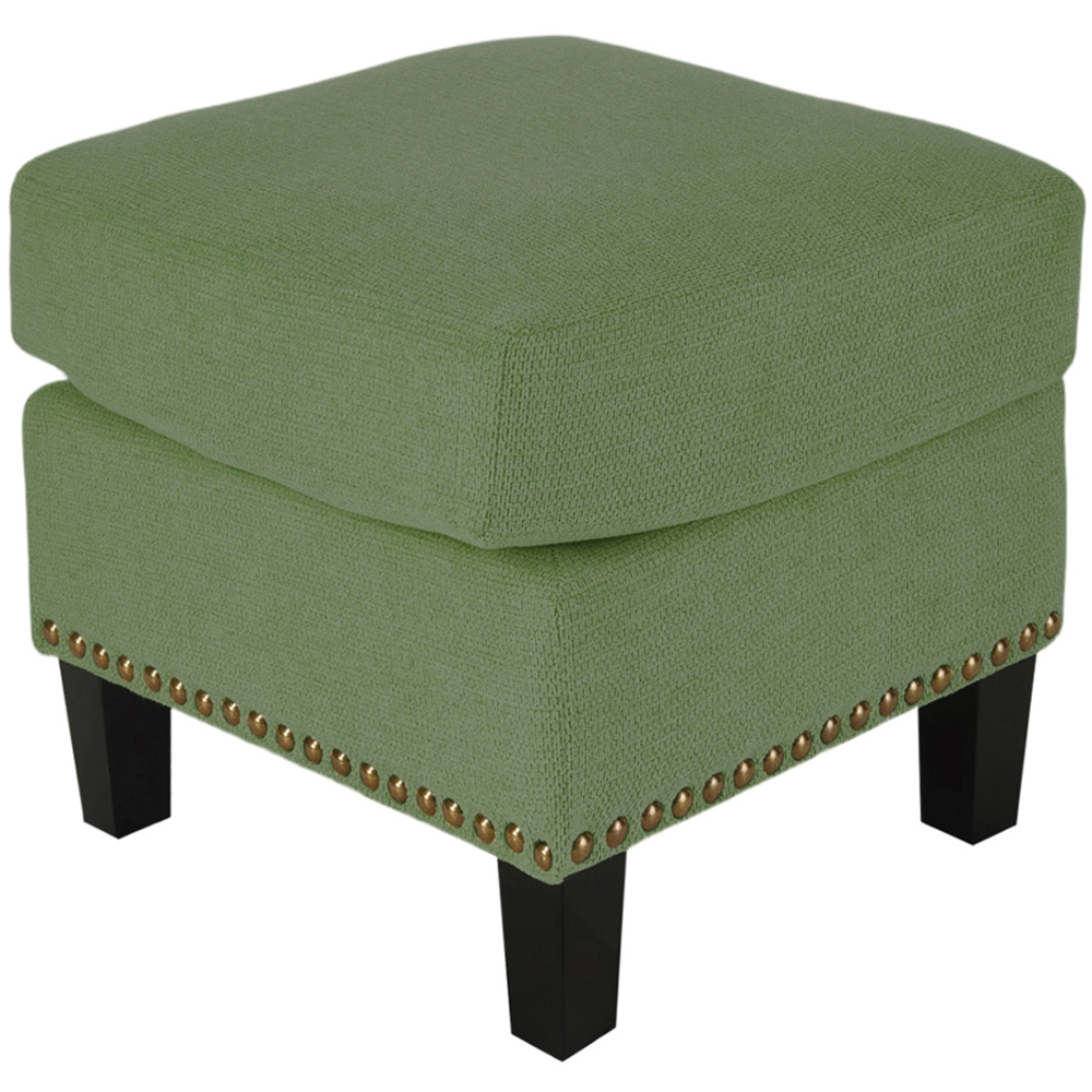Living and Home Green Chenille Pushback Recliner Chair with Footstool Image 6