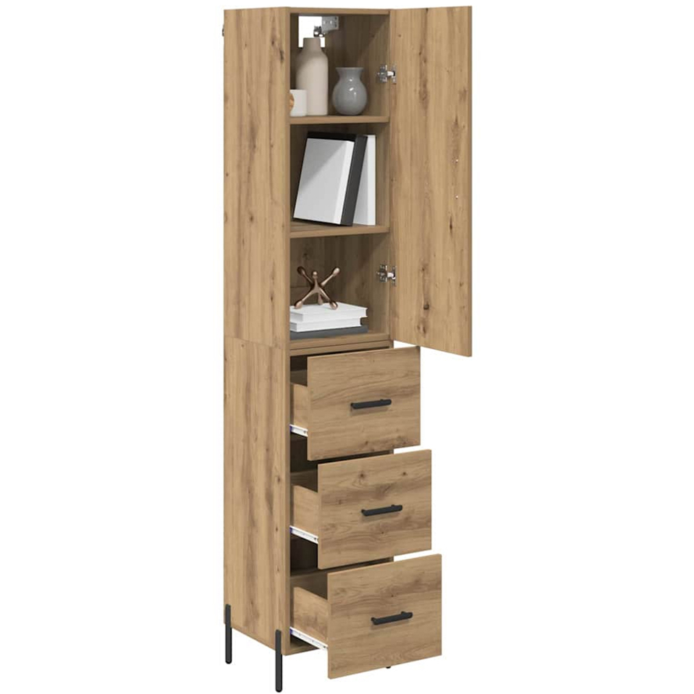 vidaXL Single Door 3 Drawer Artisan Oak Highboard Image 3