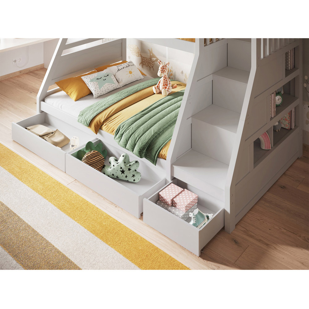 Flair Lunar Triple Sleeper White 3 Drawer Bunk Bed Image 2