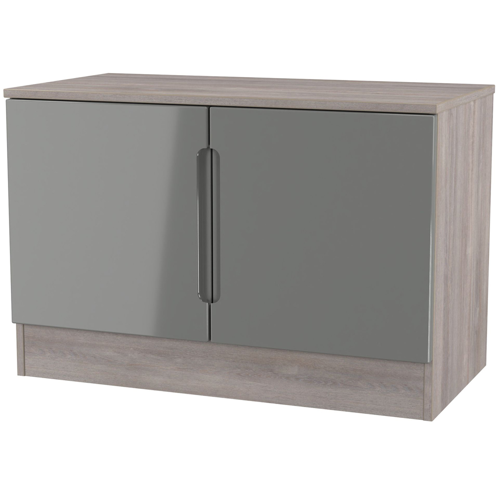 Crowndale Milan 2 Door Grey Gloss and Grey Oak Compact Storage Unit Image 2