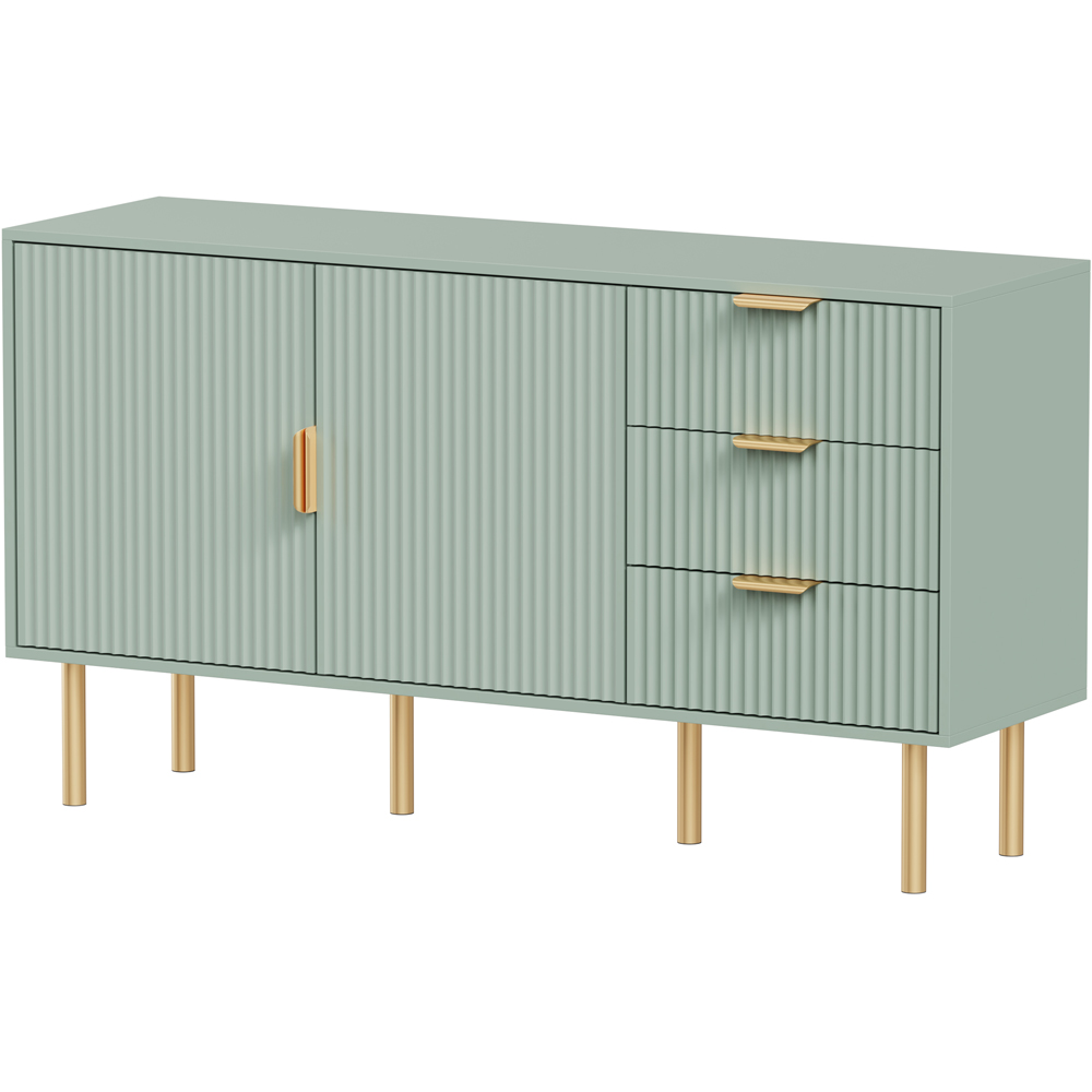 FurnitureHMD 2 Door 3 Drawer Green Wave Pattern Large Sideboard Image 2