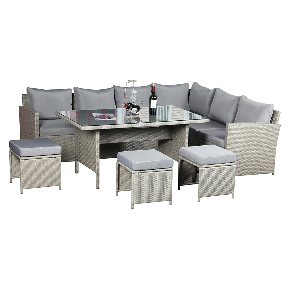 Outdoor Living Knutsford Rattan 9 Seater Garden Dining Set Grey Image 2