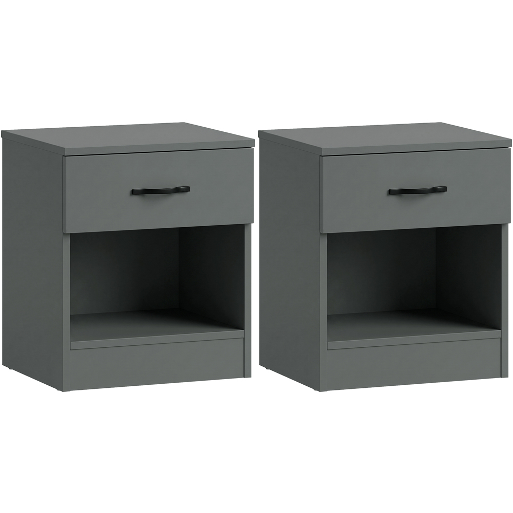 Vida Designs Riano Single Drawer Single Shelf Green Melamine Finish Bedside Table Set of 2 Image 2