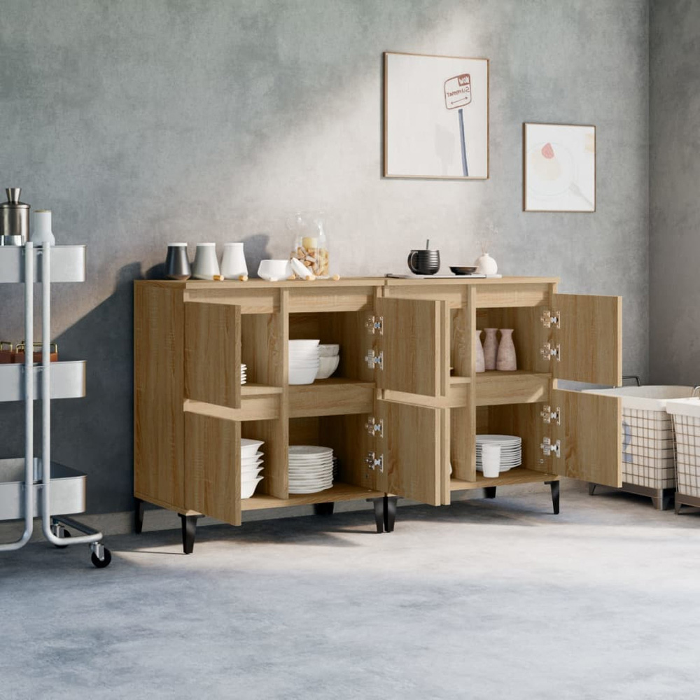 vidaXL 4 Door Sonoma Oak Sideboard Set of 2 Image 3