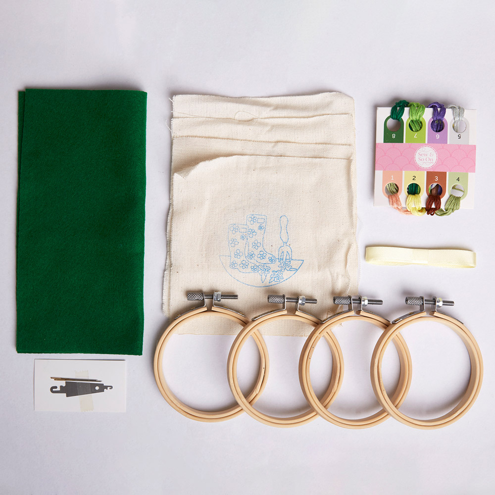 Sew & So On Multicoloured Garden Embroidery Hoop Decorations Set Image 2