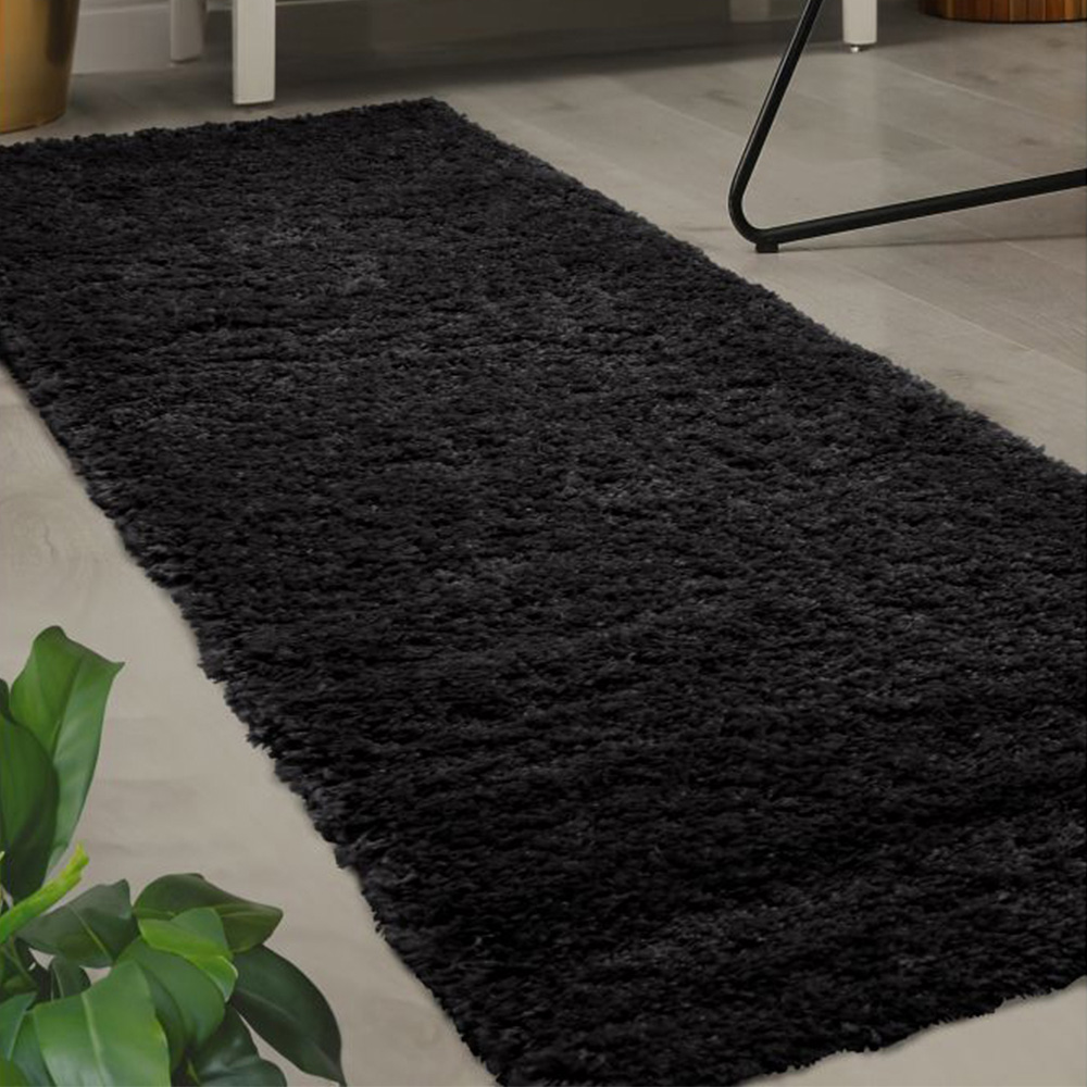 Homemaker Jazz Black Shaggy Runner 60 x 110cm Image 1
