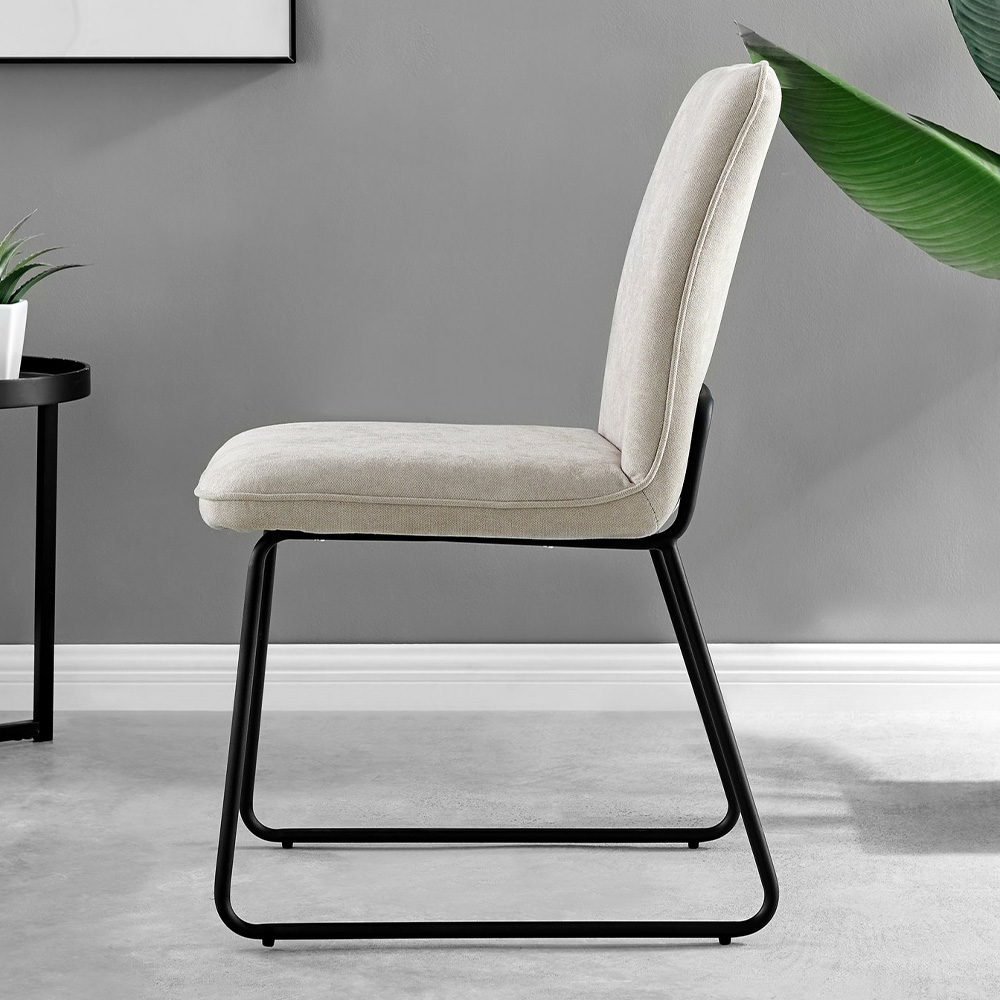 Furniturebox Solo Harley 4 Seater Dining Set Wood Effect and Taupe Image 4