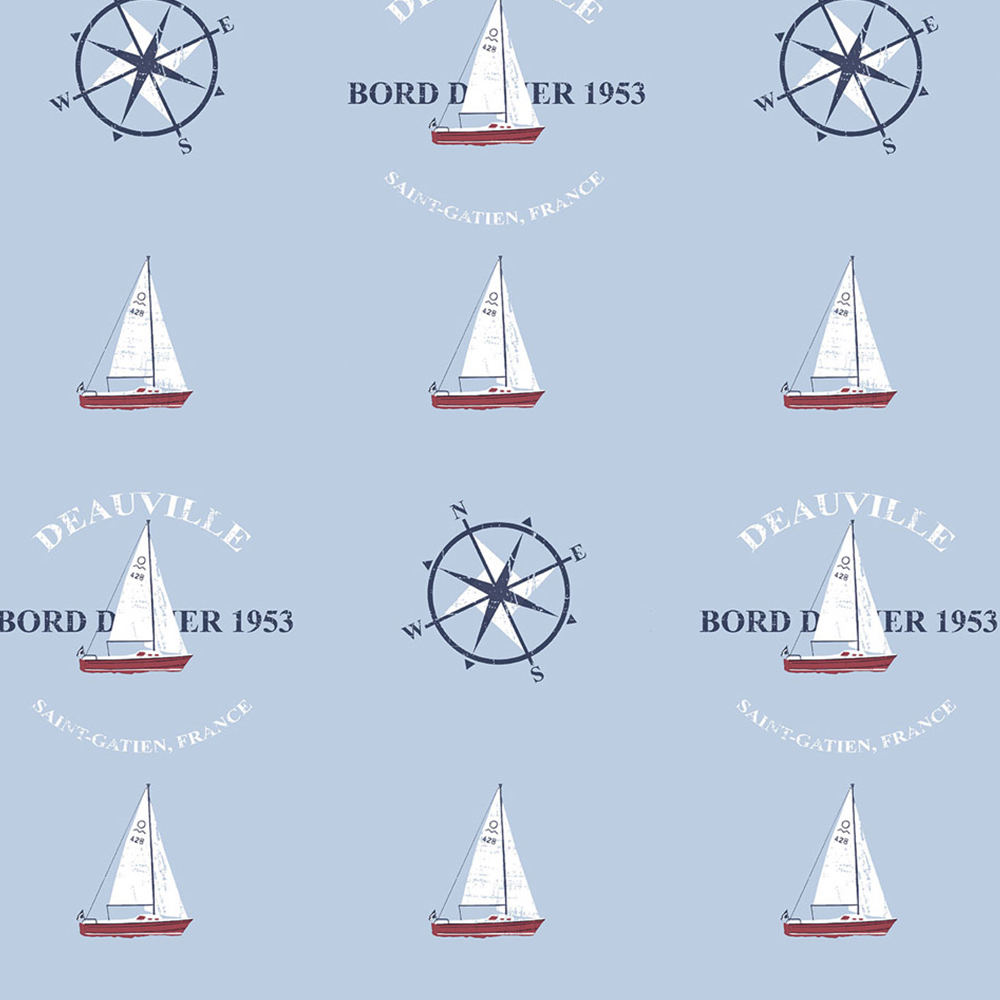 Galerie Deauville 2 Boats and Compass Red White and Navy Wallpaper Image 1