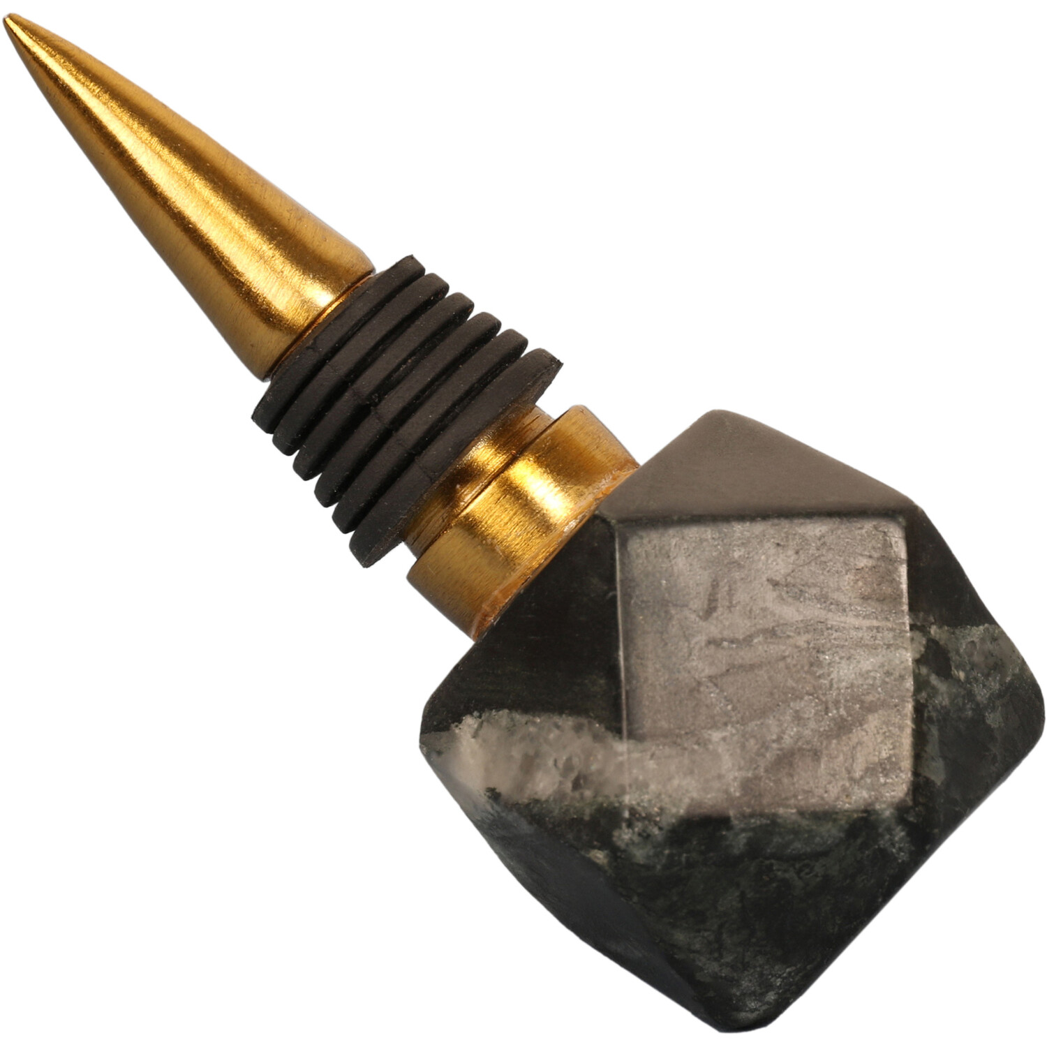 Marble Bottle Stop with Gold Finish Image 1
