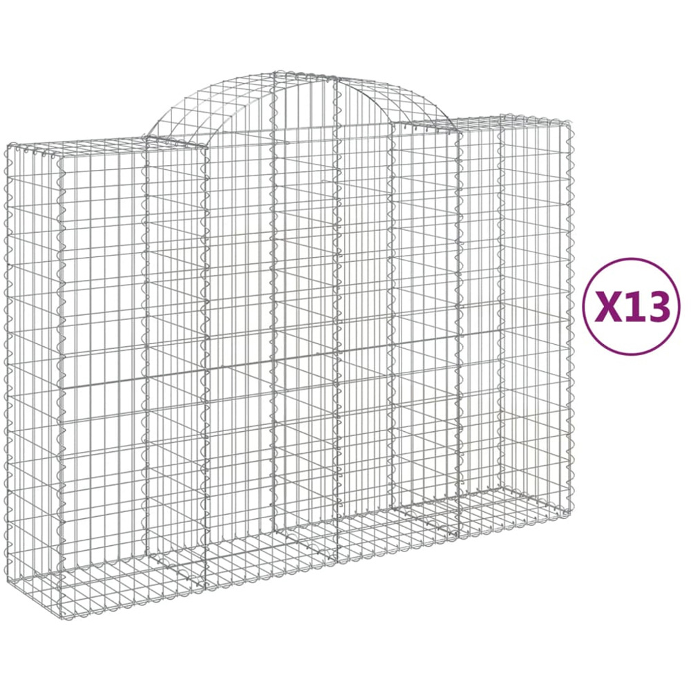vidaXL Silver Galvanised Iron Arched Gabion Basket 200 x 50 x 140/160cm 13 Pack Image 2