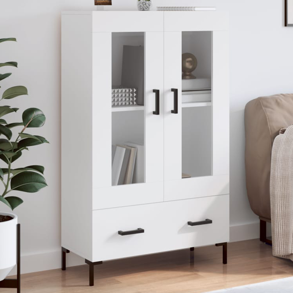 vidaXL 2 Door Single Drawer 2 Shelf White Highboard Image 1