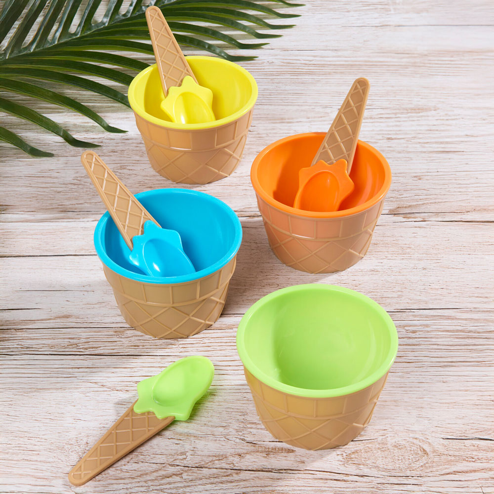 Pack of 4 Summer Living Ice Cream Bowls with Spoons Image 3