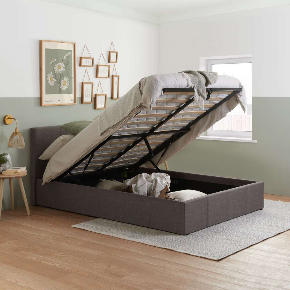 Berlin King Size Grey Polyester Ottoman Bed Image 7