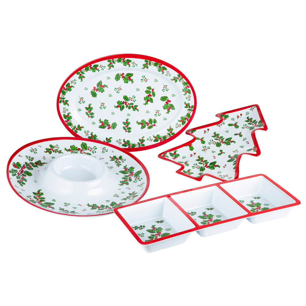 Waterside Melamine Holly 4 Piece Serving Set Image 1