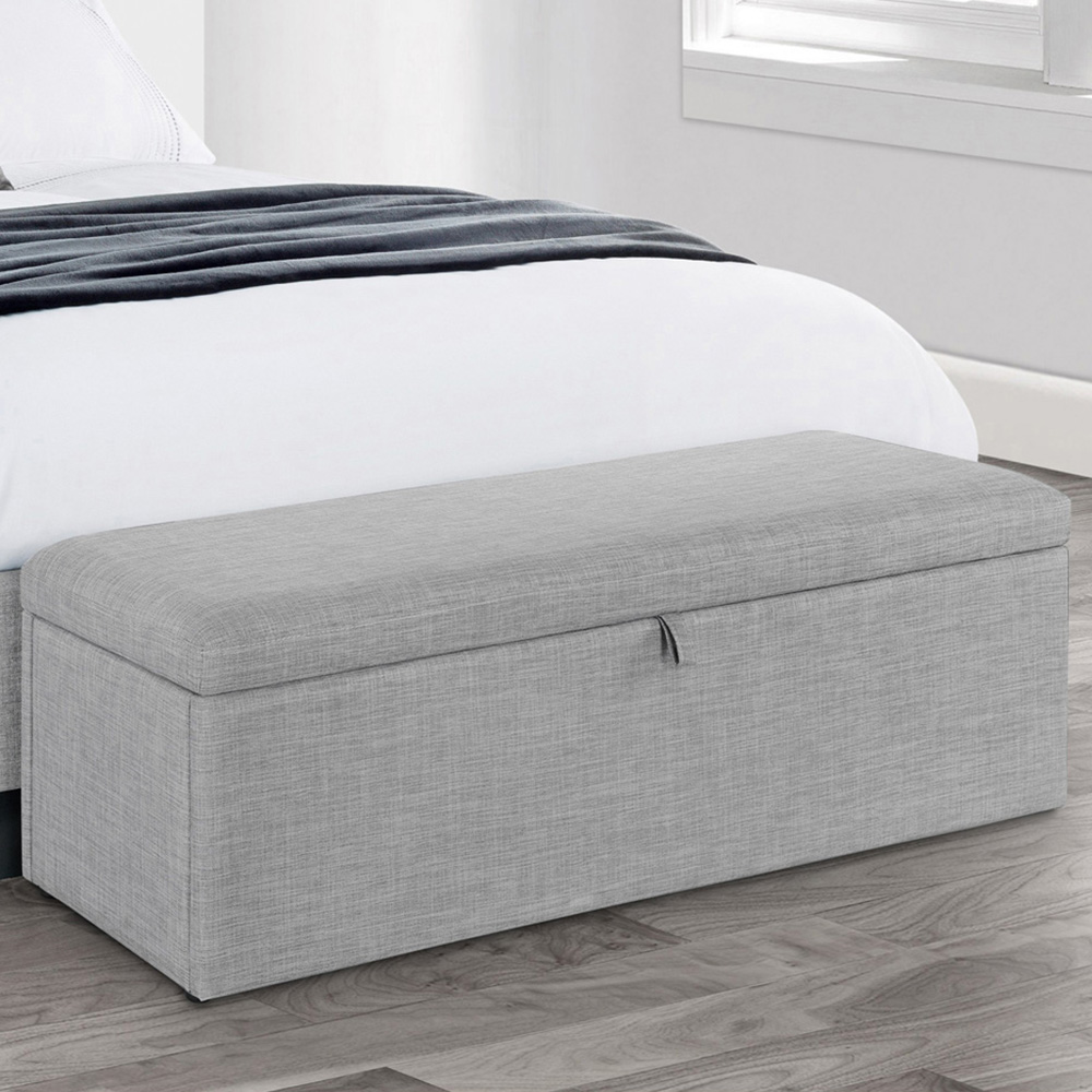 Julian Bowen Sorrento Light Grey Linen Blanket Box Image 1