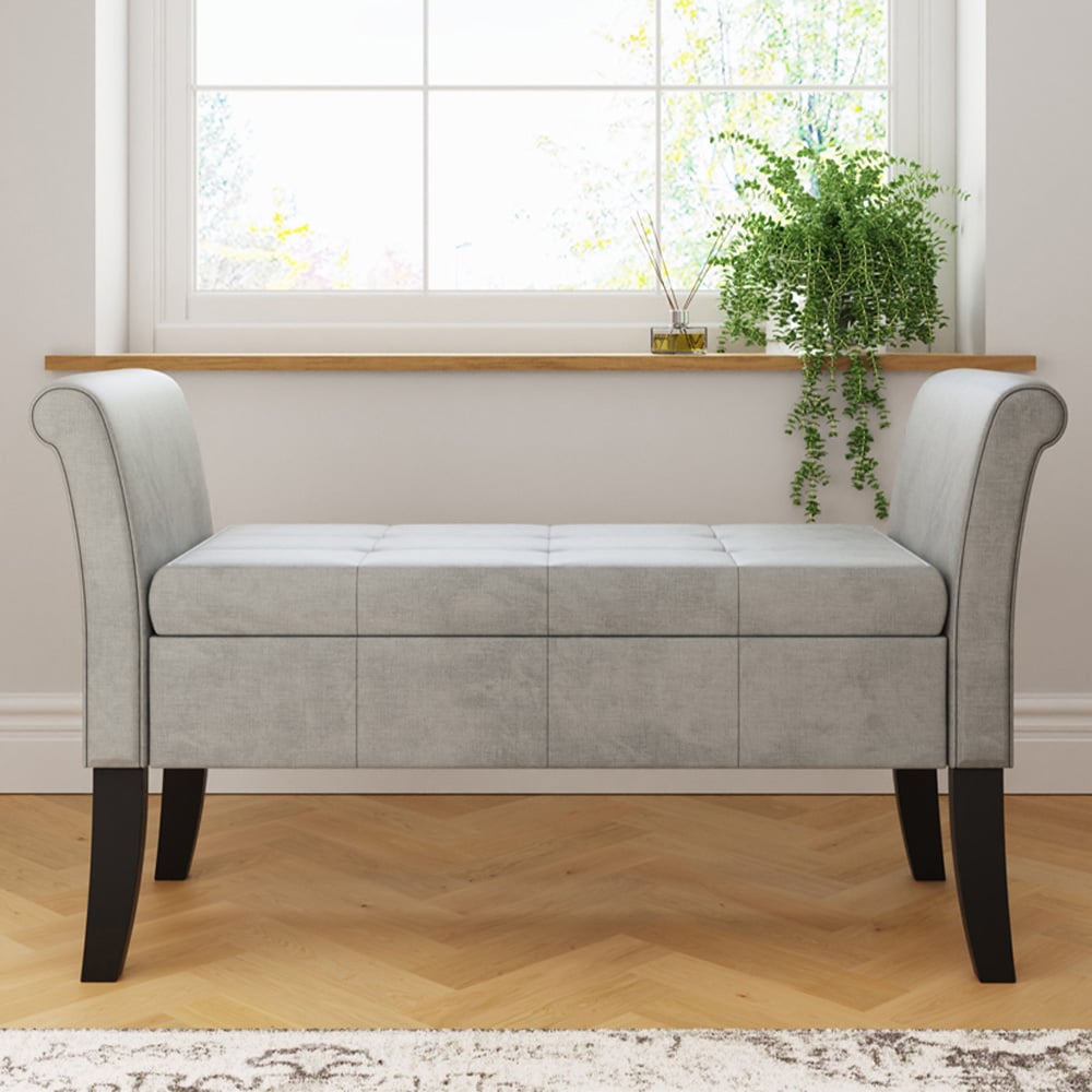 GFW Balmoral Grey Upholstered Window Seat Image 1