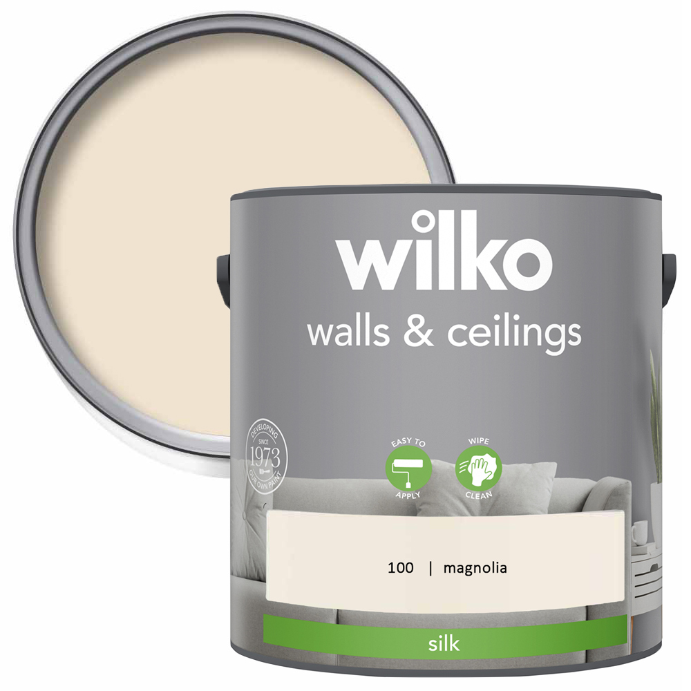 Wilko Walls & Ceilings Magnolia Silk Emulsion Paint 2.5L Image 1