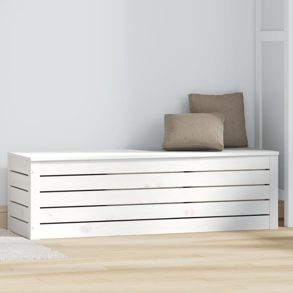 vidaXL White Solid Pine Wood Storage Box with Lid 109 x 36.5 x 33cm Image 2