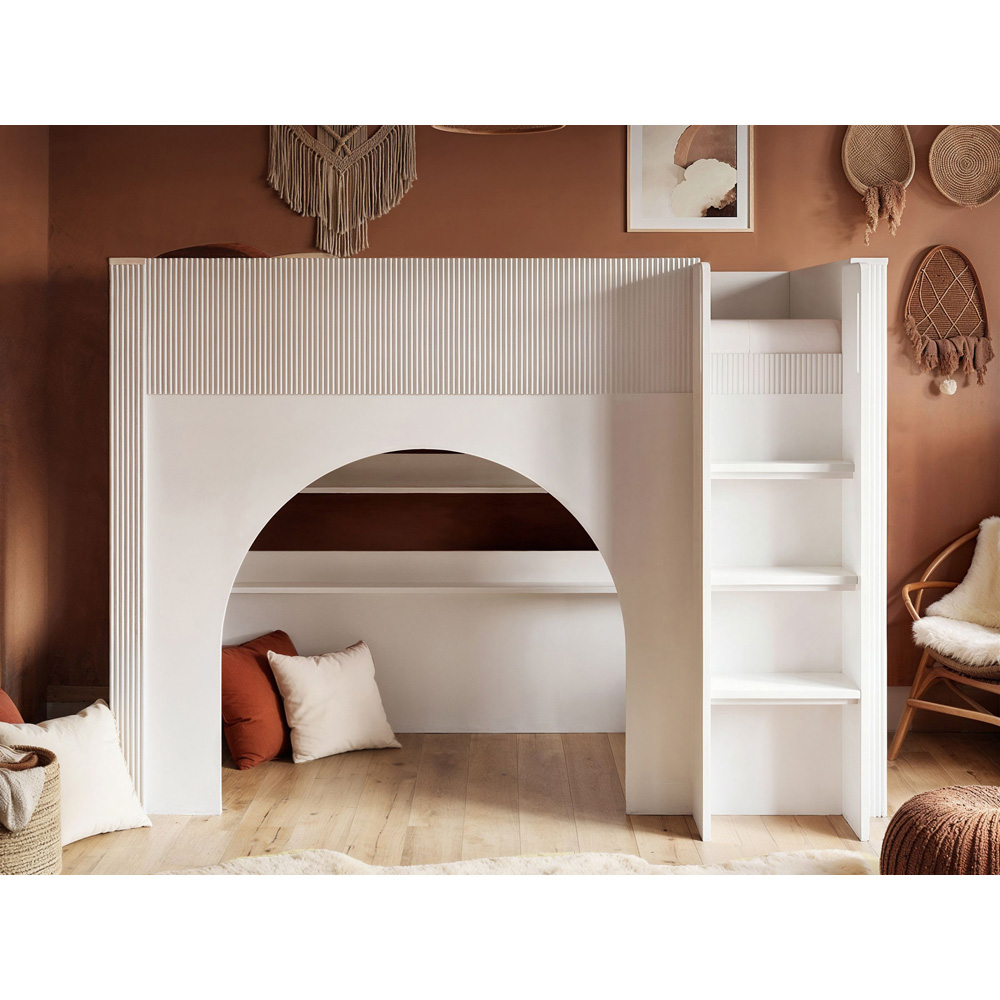Flair Kaska Single White Ribbed Panel Mid Sleeper Bed Image 4