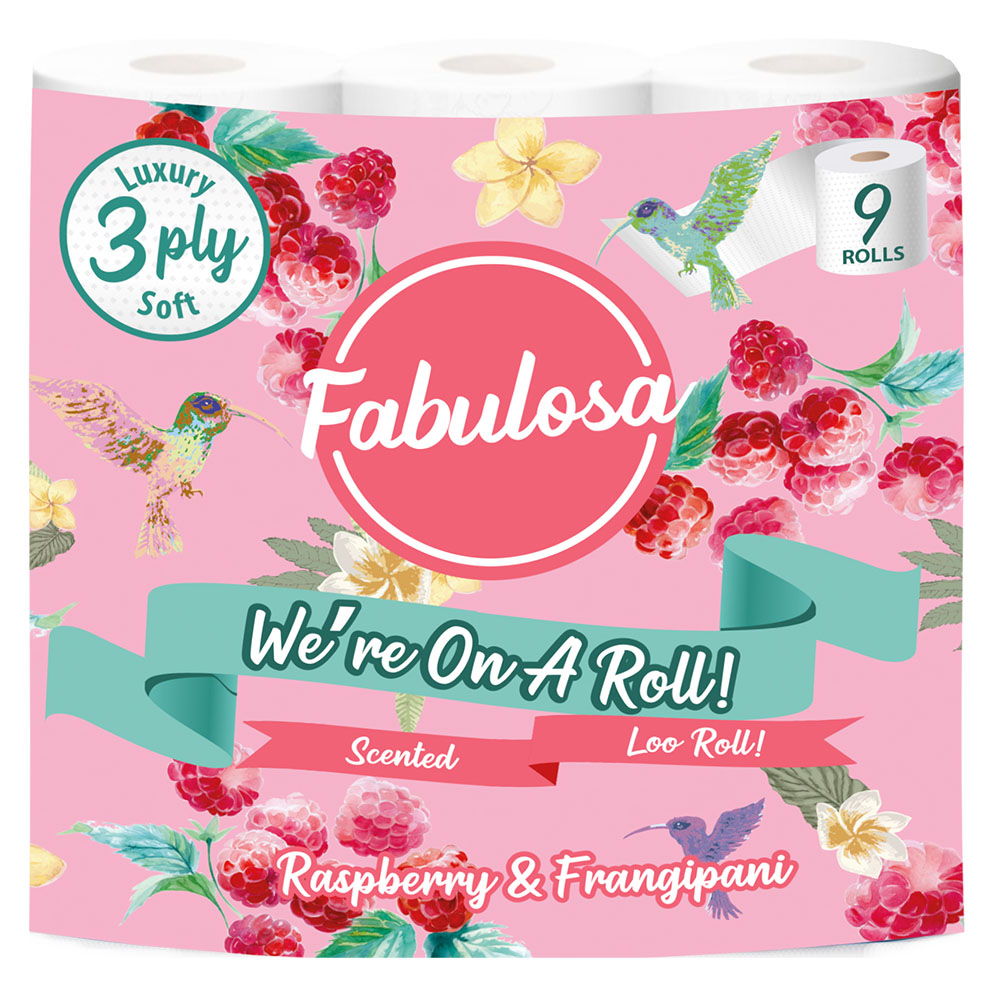Fabulosa Raspberry and Frangipani Toilet Tissue 9 Rolls 3 Ply Image 1