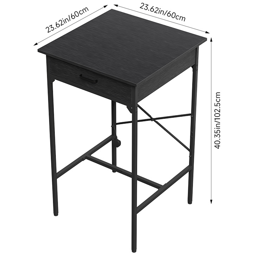 Living and Home Single Drawer Black Bar Table with Built-In Charging Station Image 9