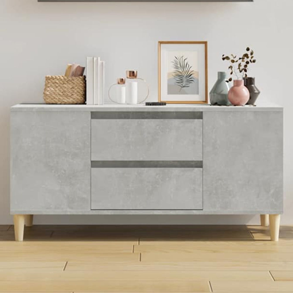 vidaXL 2 Drawer 4 Shelf Concrete Grey TV Cabinet Image 1