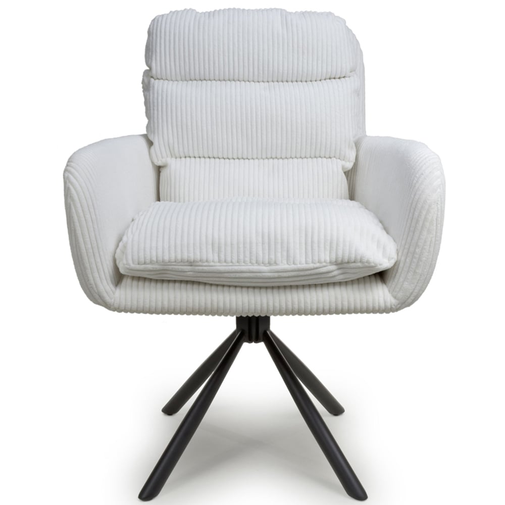 Cassidy Set of 2 Corduroy White Swivel Chair Image 3
