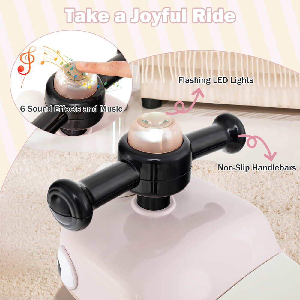 Costway Toddler Pink Dinosaur Foot to Floor Sliding Ride On Push Car with Storage Image 6