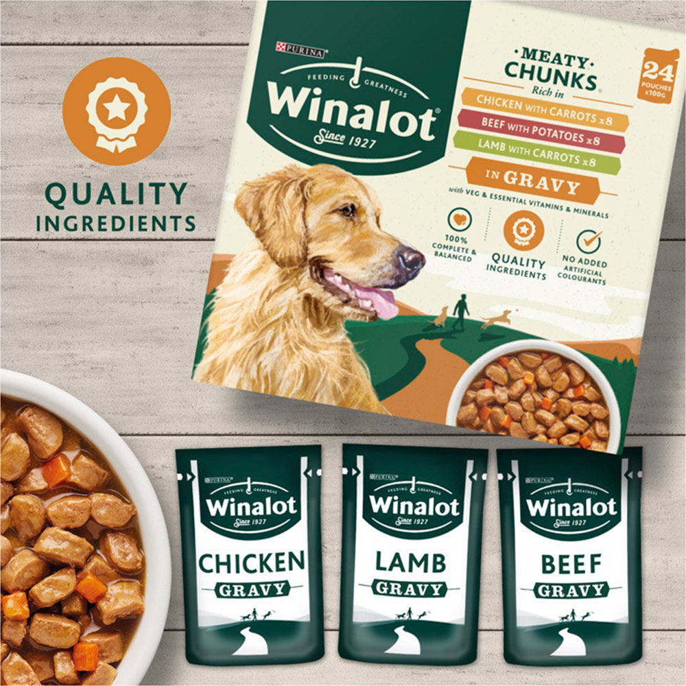 Winalot Pouches Mixed in Gravy Wet Dog Food 24 x 100g Wilko
