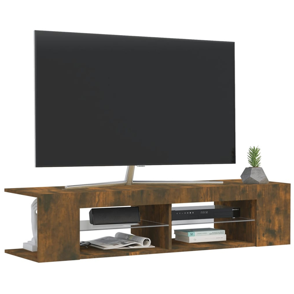 vidaXL 6 Shelf Smoked Oak TV Cabinet with LED Lights Image 6