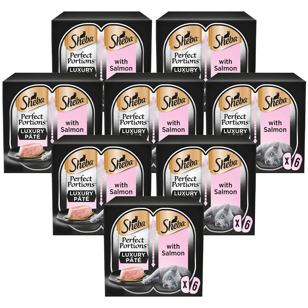 Sheba Perfect Portions Salmon in Pate Adult Wet Cat Food Trays 37.5g Case of 8 x 6 Pack Image 1