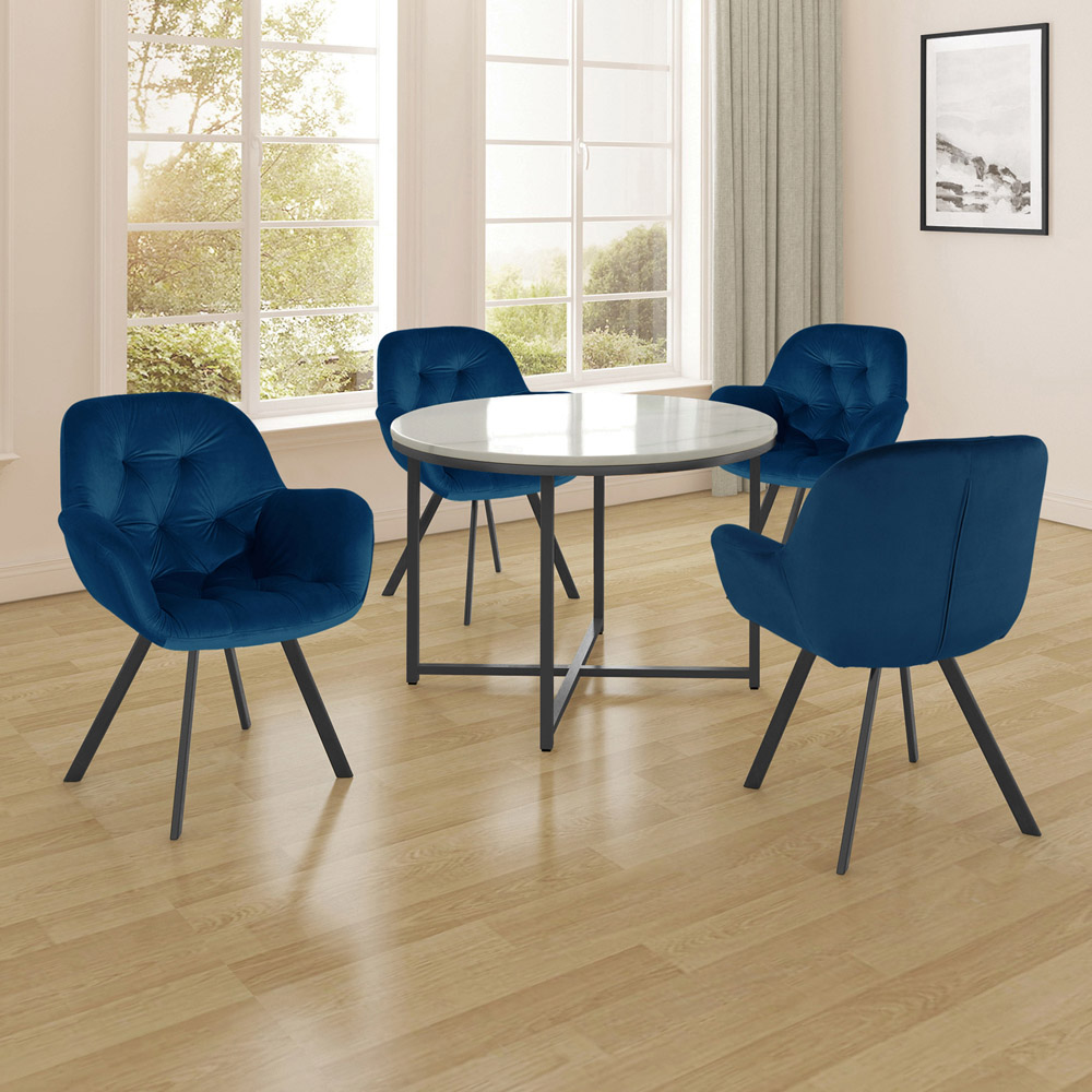 Dorel Elli Set of 2 Navy Blue Velvet Armchair Image 8