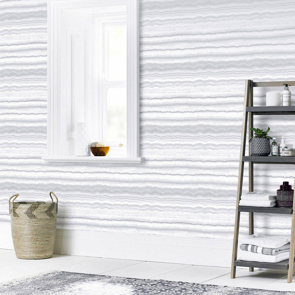 Arthouse Mineral Stripe White and Silver Wallpaper Image 5