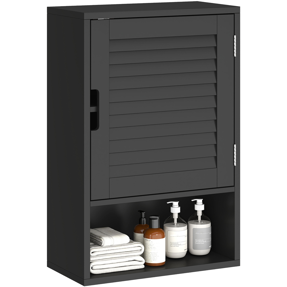 Portland Single Door Single Shelf Black Wall-Mounted Bathroom Storage Cabinet Image 2