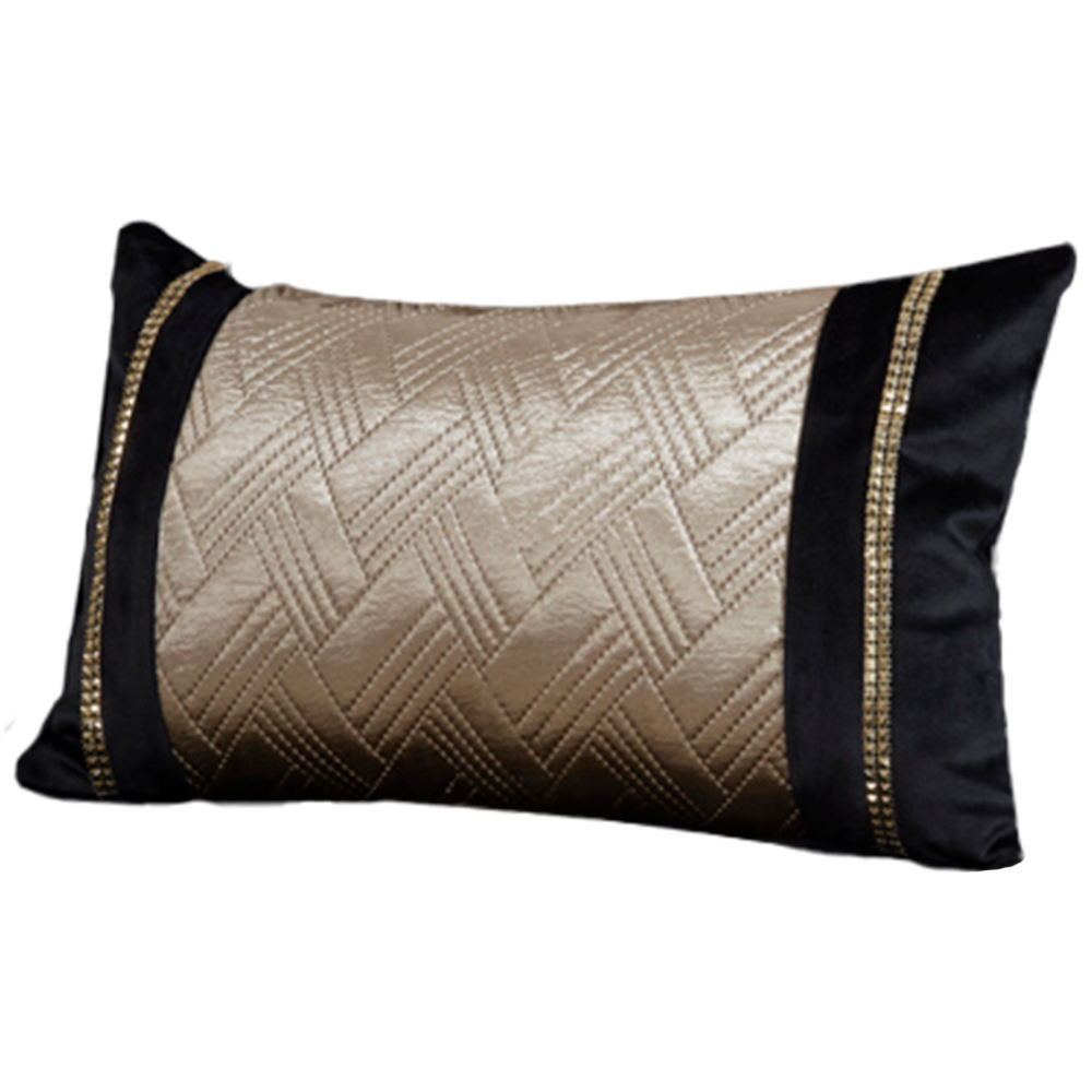Rapport Home Capri Black and Gold Filled Boudoir Cushion Image 1