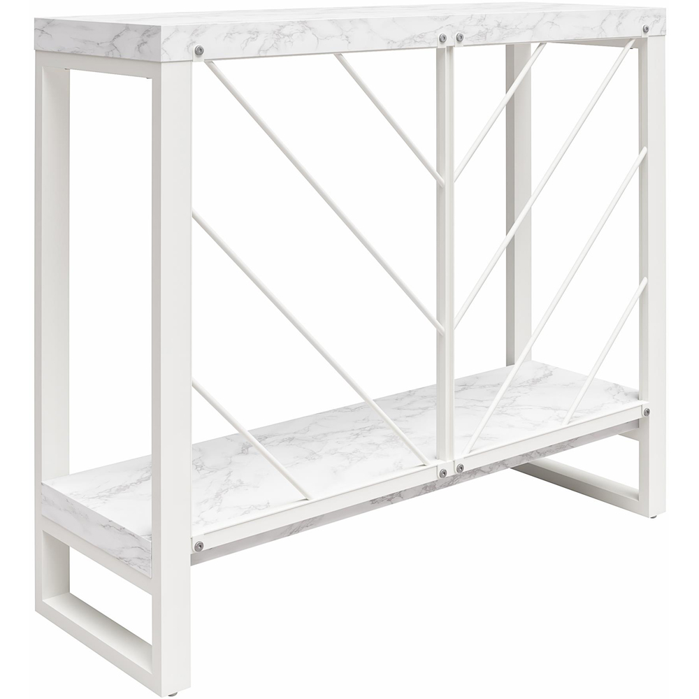 Dorel Home Brielle Single Shelf White Faux Marble Console Table Image 6