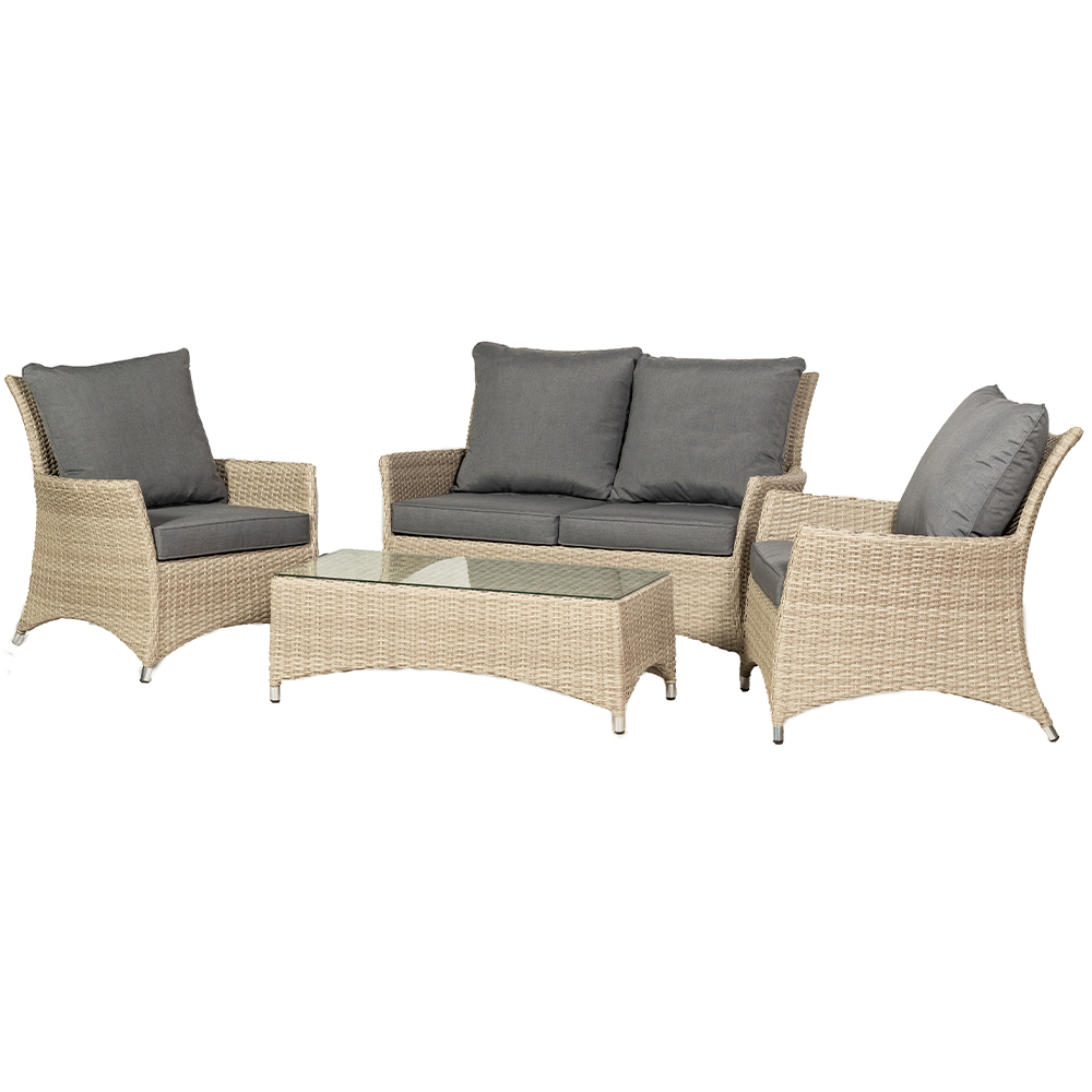 Royalcraft Lisbon Rattan Deluxe 4 Seater Lounging Dining Set Cream Image 3