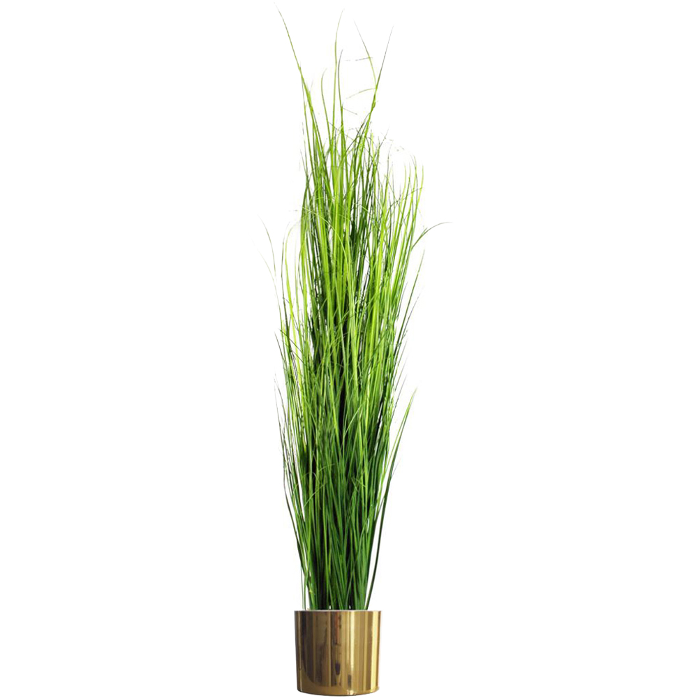 Leaf Extra Large Grass Artificial Plant with Gold Metal Planter 130cm Image 1