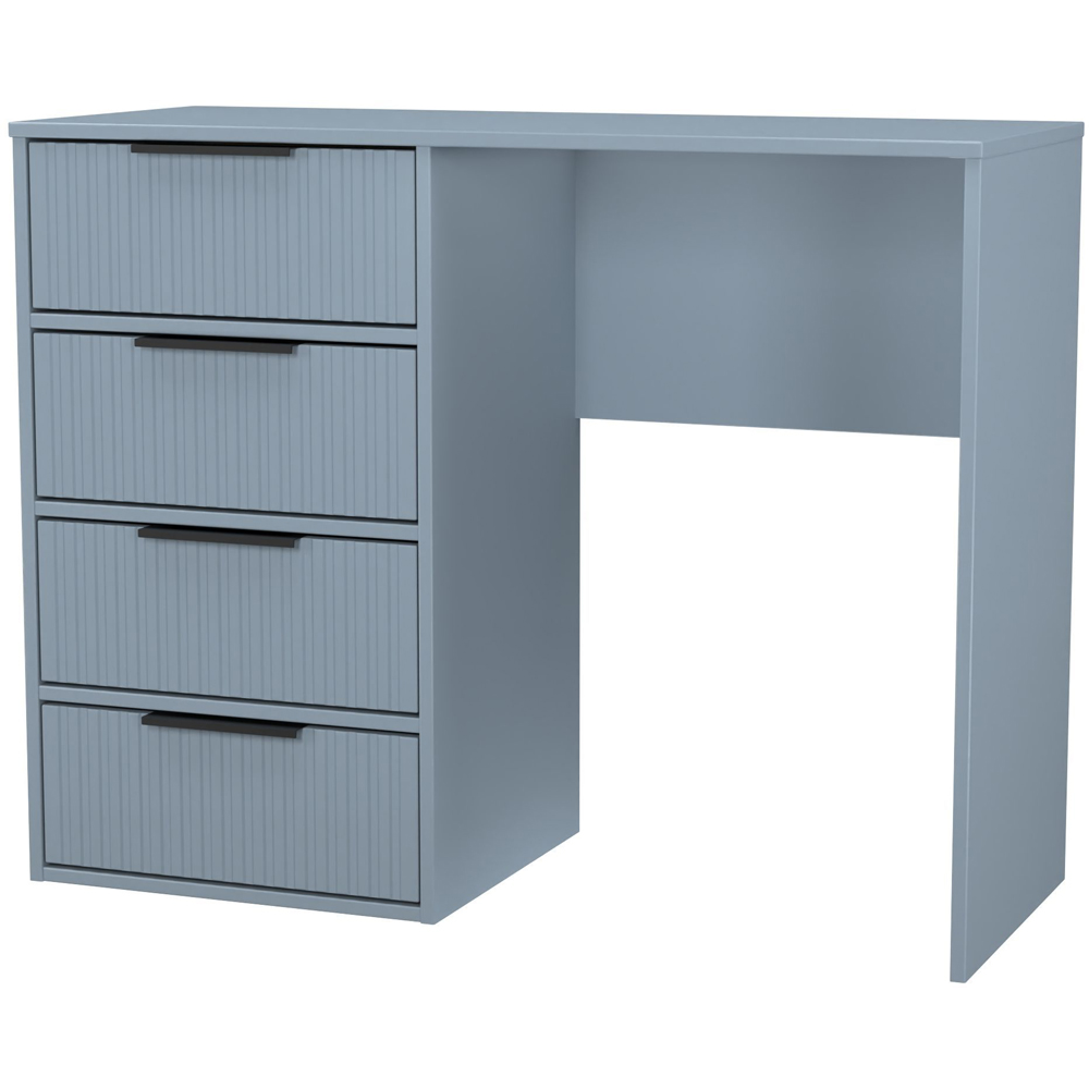 Crowndale Fluted 4 Drawer Denim Blue Vanity Dressing Table Ready Assembled Image 4